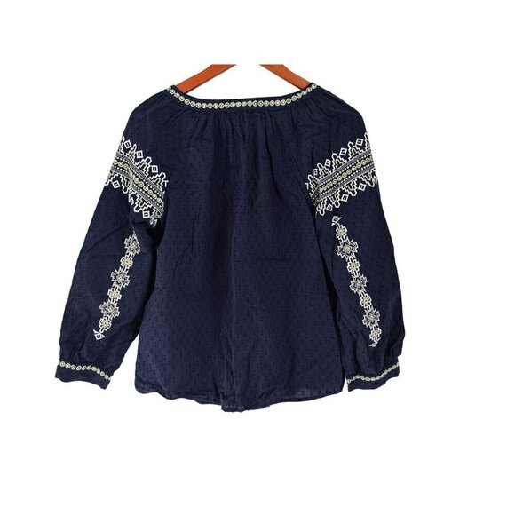 Anthropologie Solitaire Peasant Embroidered Johnny Blouse Floral Eyelet Shirt Bl - Picture 8 of 10